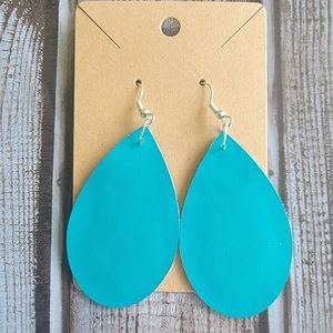 Blue Faux Leather Earrings